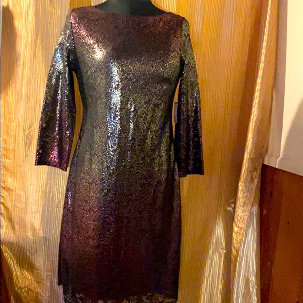 Jessica Howard Black and Gold Maxi Dress